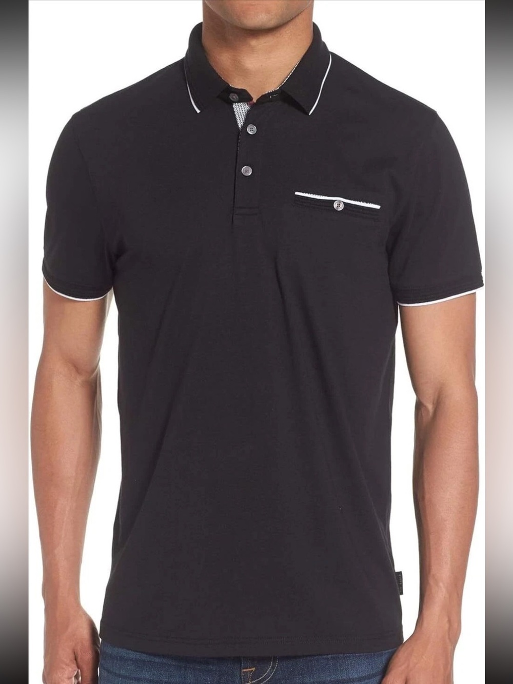 Ted Baker London Men’s Polo Black Size 5 (L/XL) Short Sleeve Tipped Collar 🖤